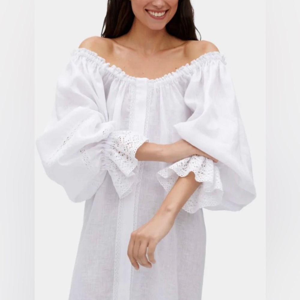 Sleeper Paloma Linen Off Shoulder Dress